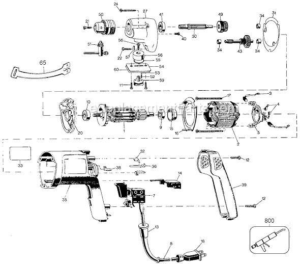 Page A Diagram and Parts List for 258 Type 101 Black and Decker Electric Drill